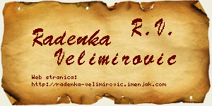 Radenka Velimirović vizit kartica